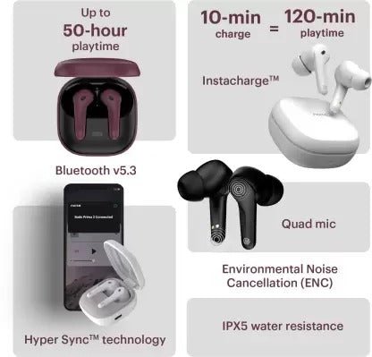 Noise Buds Prima 2 Earbuds with 50 - Hours of Playtime - OG House(Original Gadget)